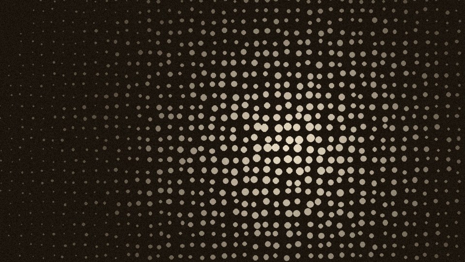 Cream dot-matrix ripple radiating from the center of a dark ground