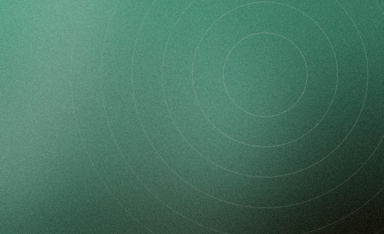 Sage green gradient panel with faint concentric ring line-art