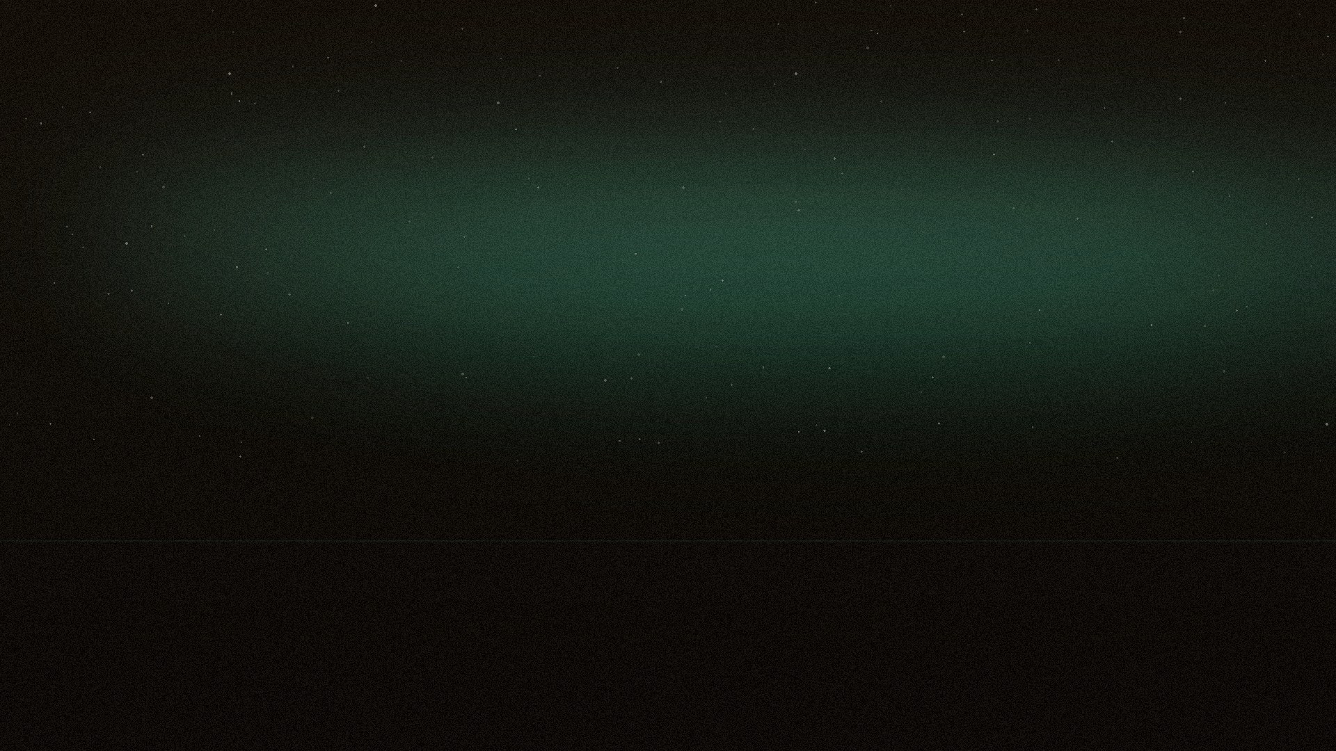 Dark horizon under a faint green glow, scattered with star-like points